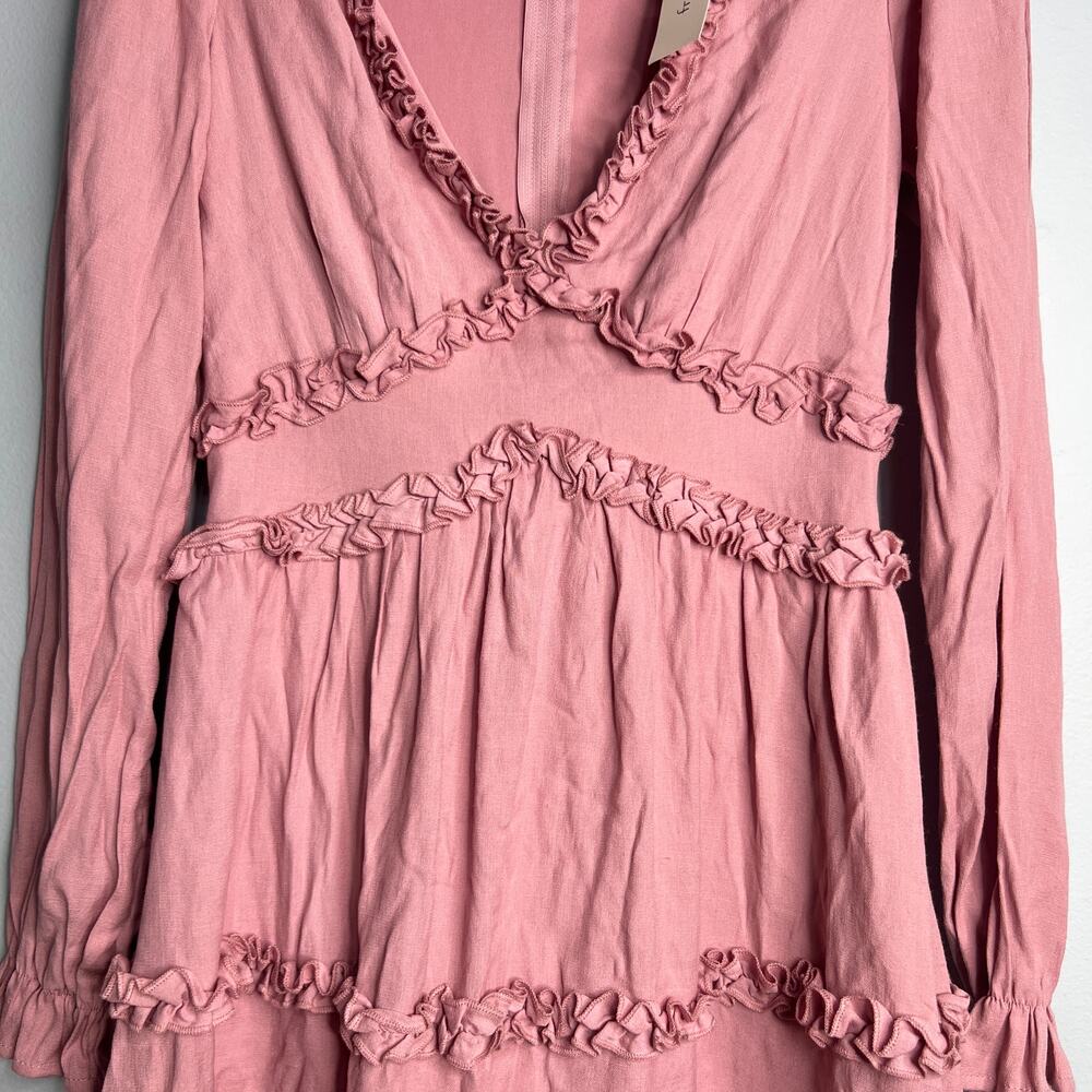 Francescas Mi Ami Mini Dress Talia Dusty Pink Ruffle Trim Size Extra Small NEW - Picture 7 of 12